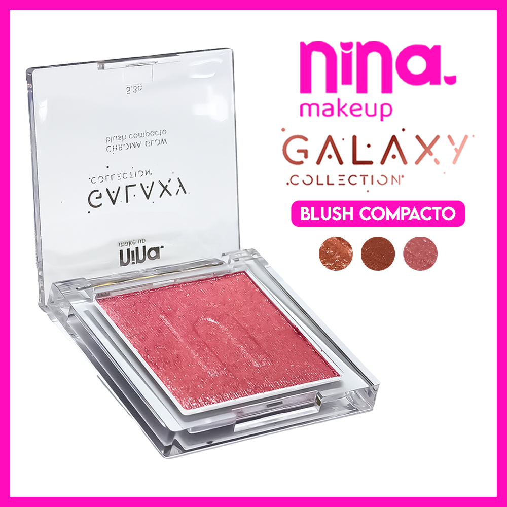 Nina Make Up Galaxy Collection Chroma Glow Blush Compacto 5,3g (Realça a pele com cor vibrante e brilho sedoso)