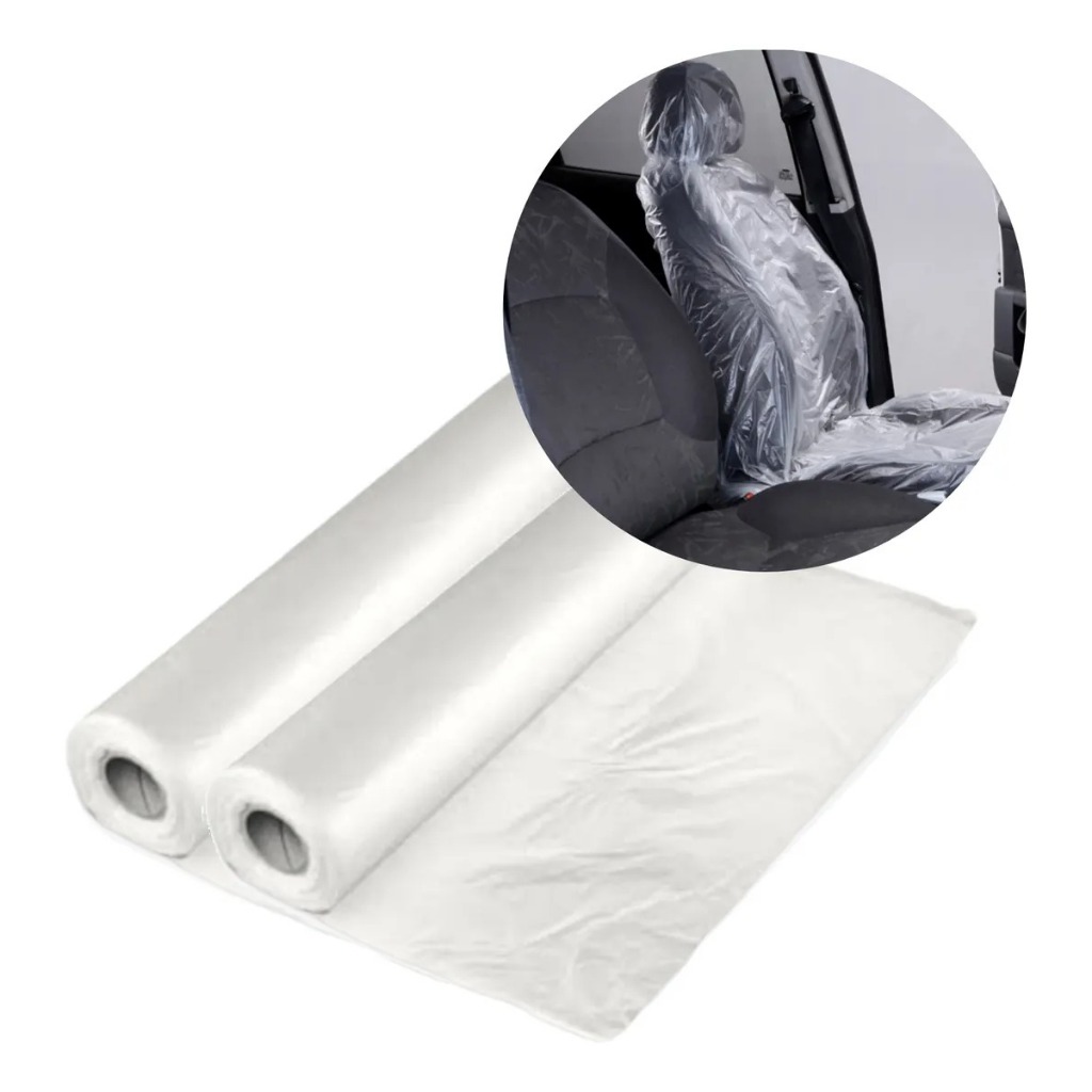 Bobina Plástica Picotada Capa Plástica Descartável Sacos P/ Banco Carro Bobina Rolo - Branco