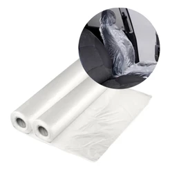 Bobina Plástica Picotada Capa Plástica Descartável Sacos P/ Banco Carro Bobina Rolo - Branco