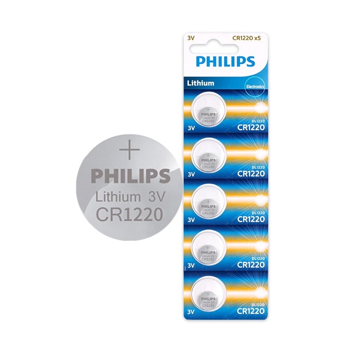 Bateria Pilha philips CR 1220 Cartela 5 Unidades - CR1220 Alcalina