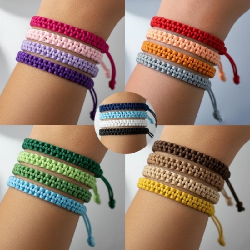 Pulseira Macramê no Fio de Cetim/Seda acetinado, adulto, várias cores. Pulseira Feminina Masculina. Praia Festa Casual.