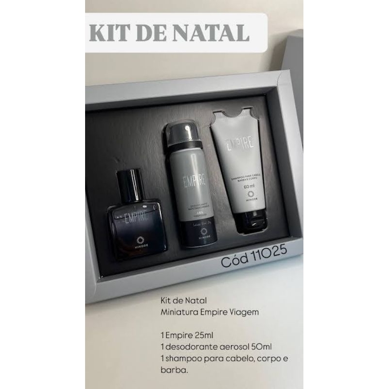 Presente de Natal Kit viagem Empire Masculino Hinode ( perfume + desodorante  + Shampoo)
