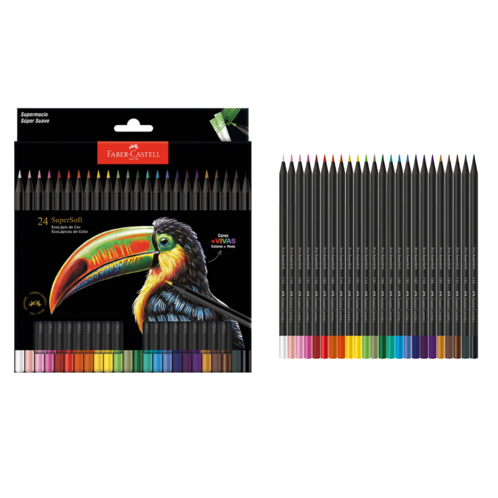 Lápis De Cor SuperSoft 24 Cores Faber-Castell em Oferta na Shopee
