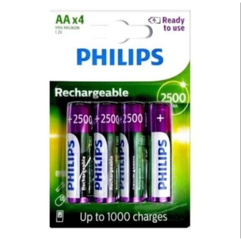 PHILIPS Recarregável AA 2500mAh Com 4 Unidades