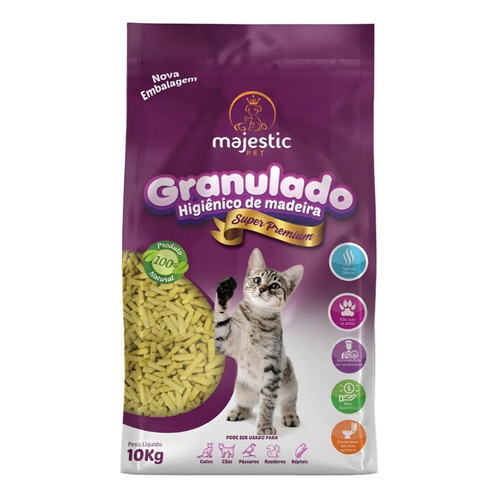 Granulado Higiênico de Madeira Majestic 10kg em Oferta na Shopee