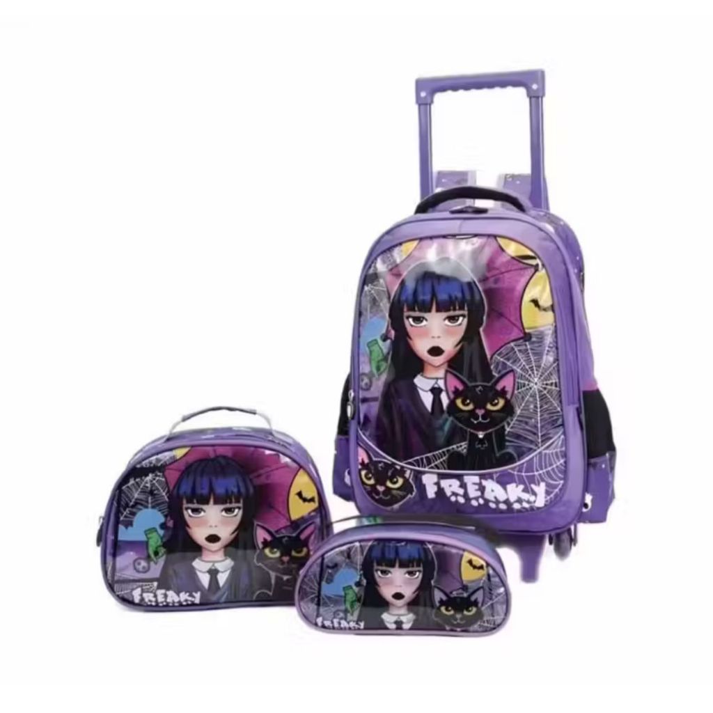 Kit Mochila Carrinho Escolar Freaky Infantil Meninas Grande MCK4813K menina