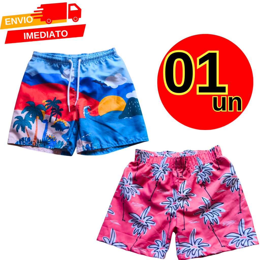 Bermuda Infantil Juvenil Masculino Estampada Desenho Short Praia Verão 3-12 Anos