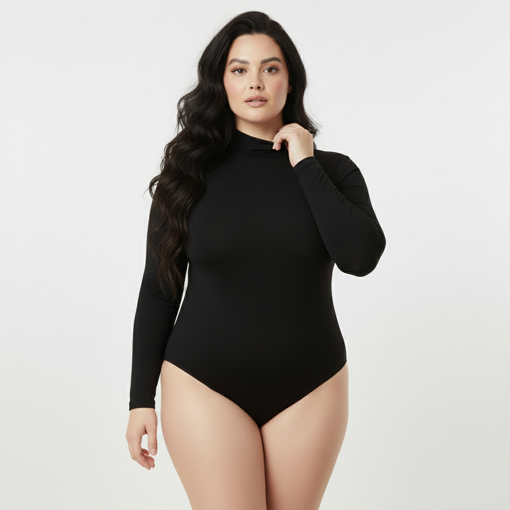 Body para PLUS SIZE manga longa com gola alta estiloso/confortavel
