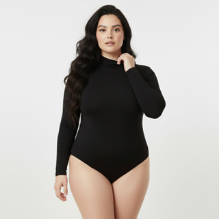 Body para PLUS SIZE manga longa com gola alta estiloso/confortavel em Oferta na Shopee