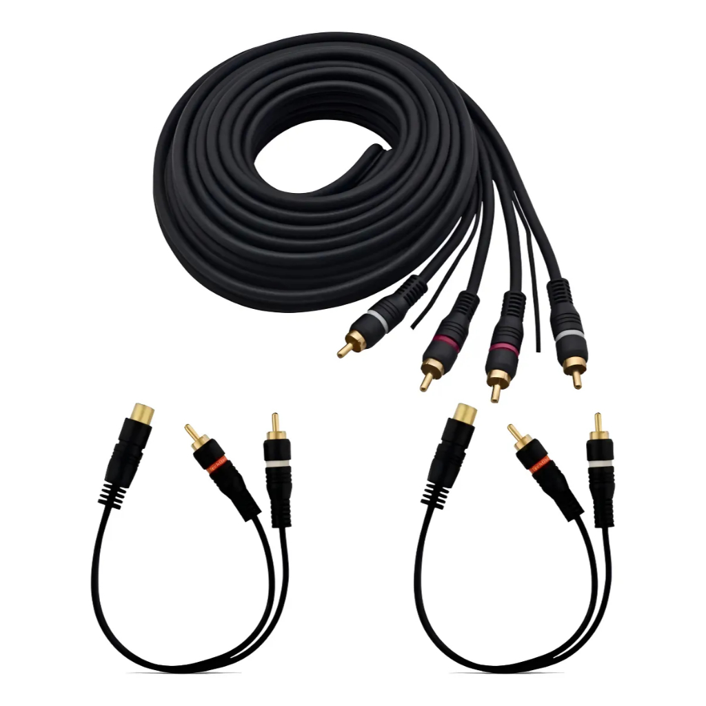 Cabo RCA 2x2 5m + 2 Adaptadores Y 1M/2F – Som Automotivo Módulo Amplificador em Oferta na Shopee