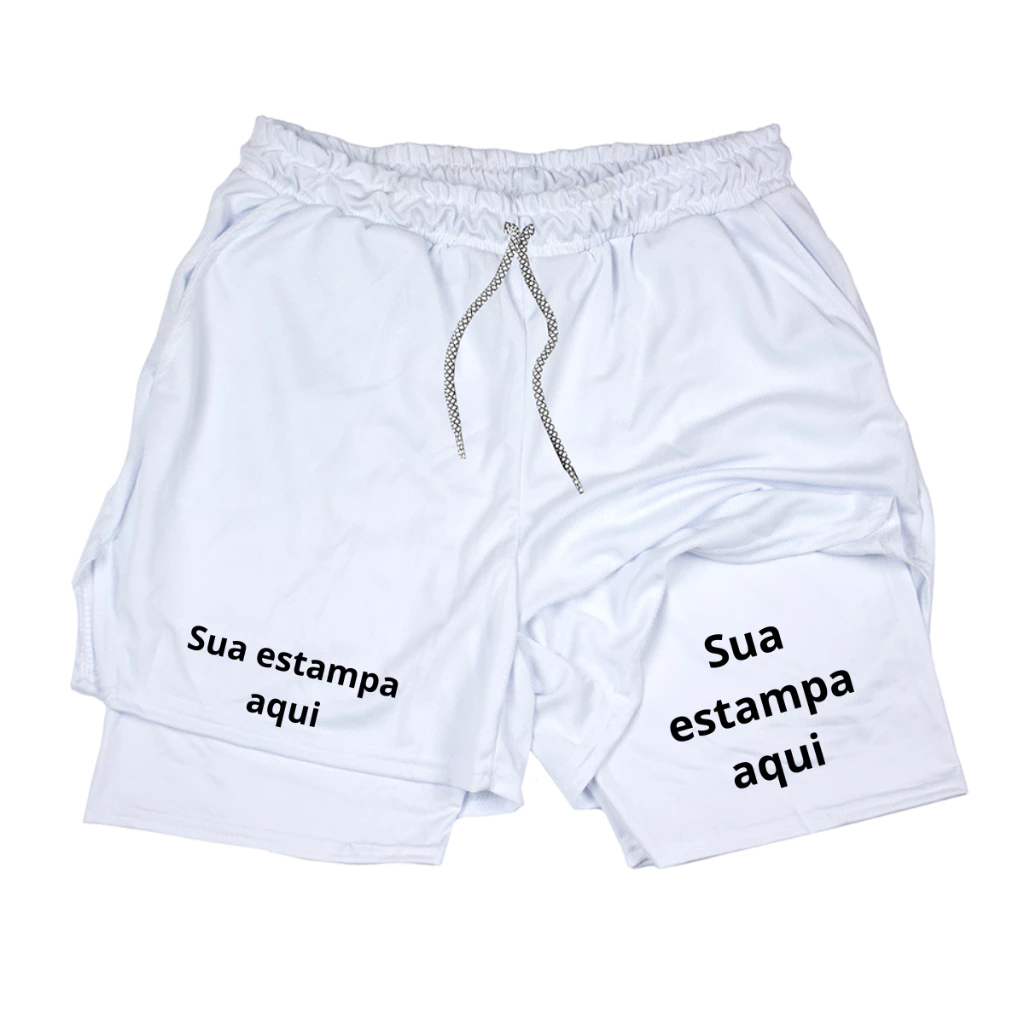 Short Bermuda De Compressão 2 em 1 Academia Treino Estampa Personalizada Gym Fitness Dry-fit Térmica