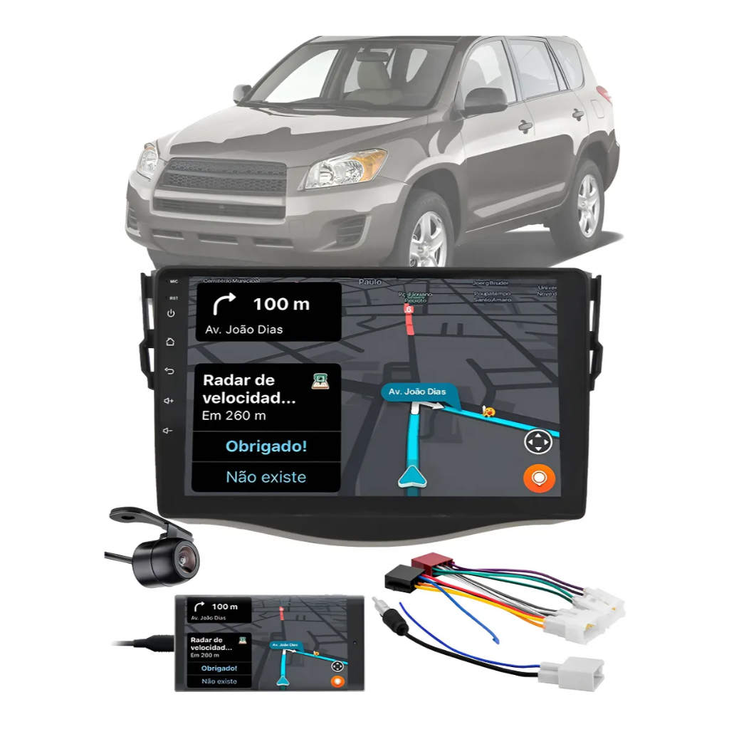 Central Multimídia 9" Toyota RAV4 2006 a 2012 – CarPlay, Android Auto e Espelhamento Sem Fio
