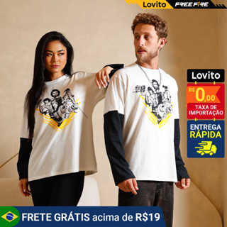 Lovito x Free Fire Camiseta Unissex Manga Longa Casual Estampada Jogo LB1002BRL1032 em Oferta na Shopee