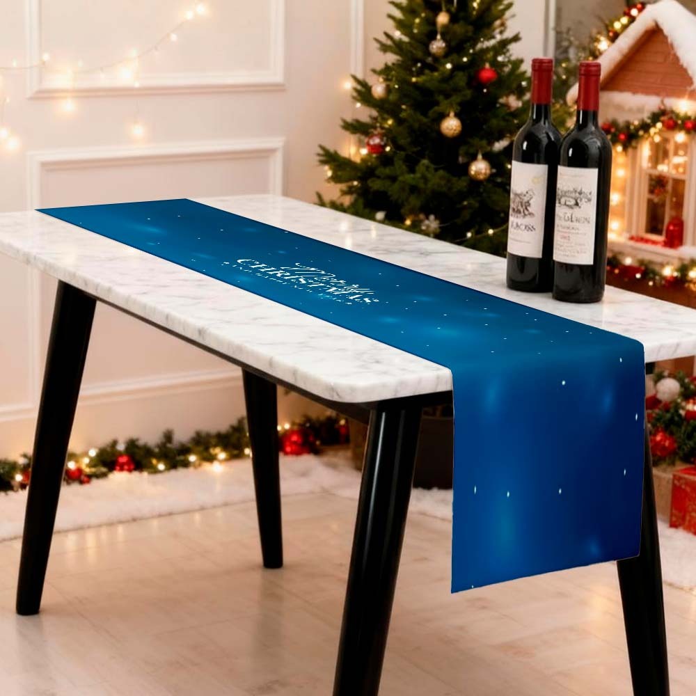 Passadeira Trilho Caminho De Mesa Merry Christmas Jantar Natal Azul Decoração Lançamento Bibi Painéis