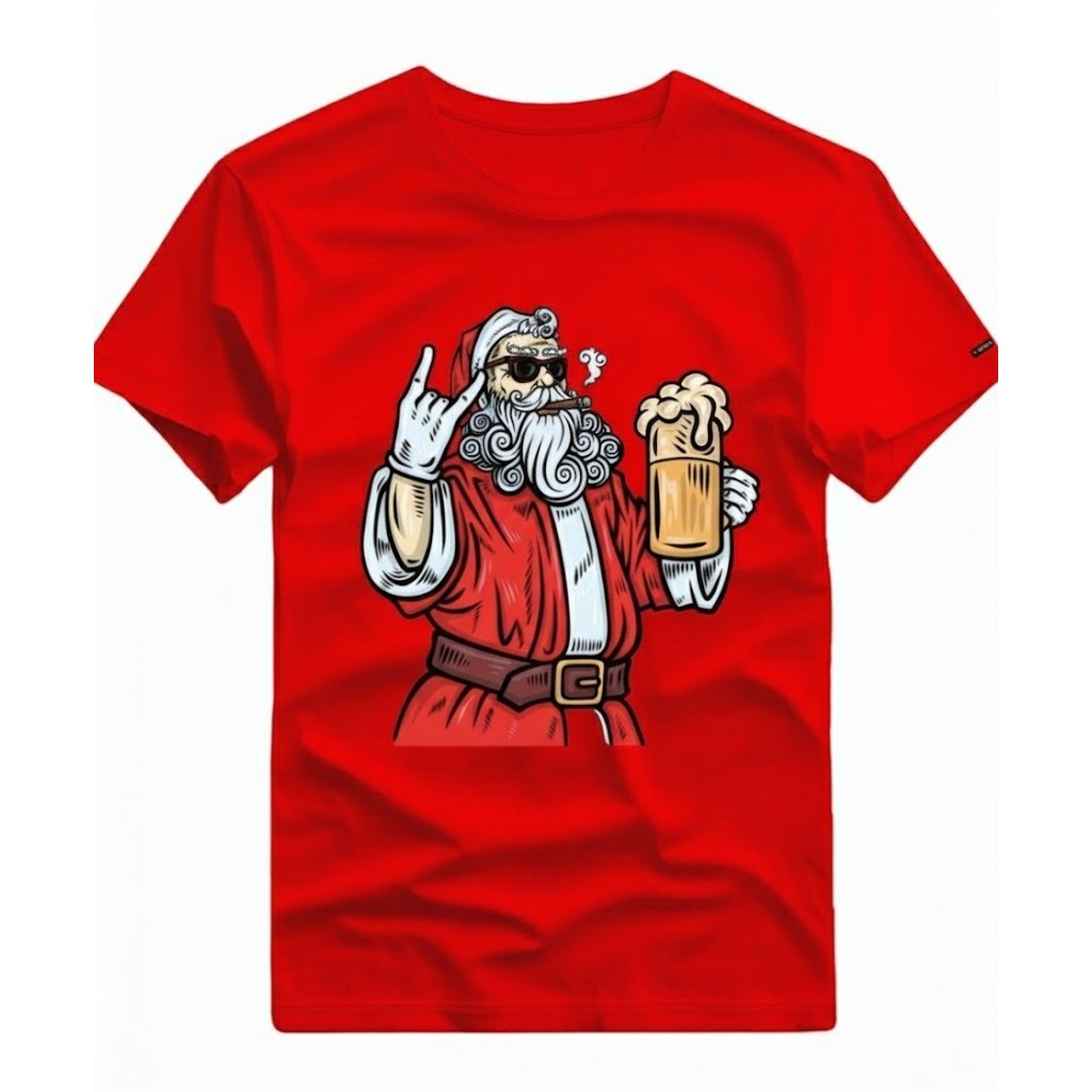 Camiseta Estampada Papai Noel Fumando Charuto | Natal 2025 | 100% Algodão | Presente Divertido