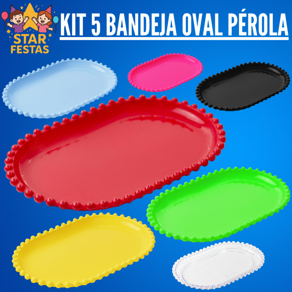 Kit 5 Bandeja Ovál Pérola