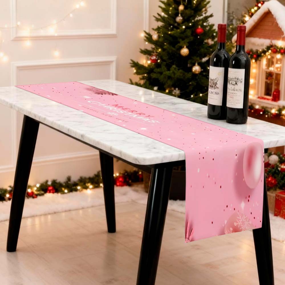 Passadeira Trilho Caminho De Mesa Jantar Natal Decoração Rosa Merry Christma Lançamento Bibi Painéis