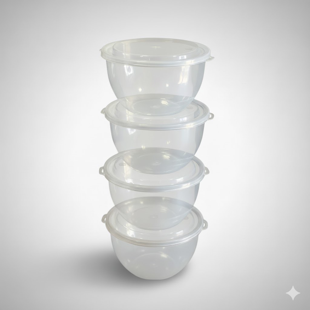 Kit 10 Potes Bowl 800 ml Plástico Transparente Tampa Marmita Cozinha Freezer Microondas  Lava-Louças