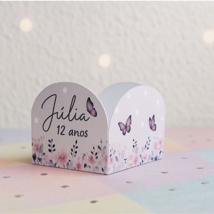 Forminha Doce Personalizada Jardim Encantado Lilás-Mimos,Lembrancinhas,Forma Brigadeiro,Festa Infantil,Aniversário,Kit
