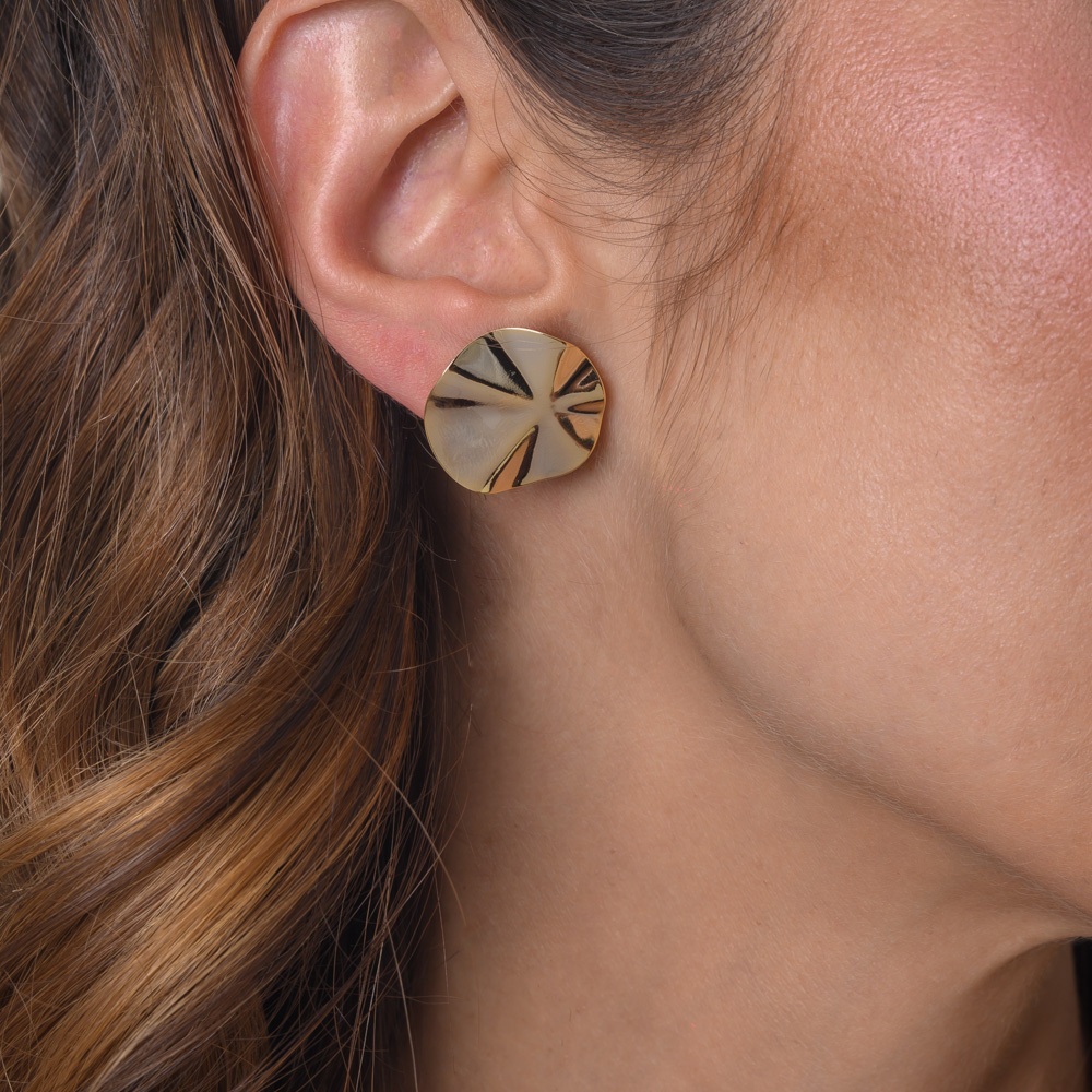 Brinco Amassado Banho em Ouro 18k em Oferta na Shopee