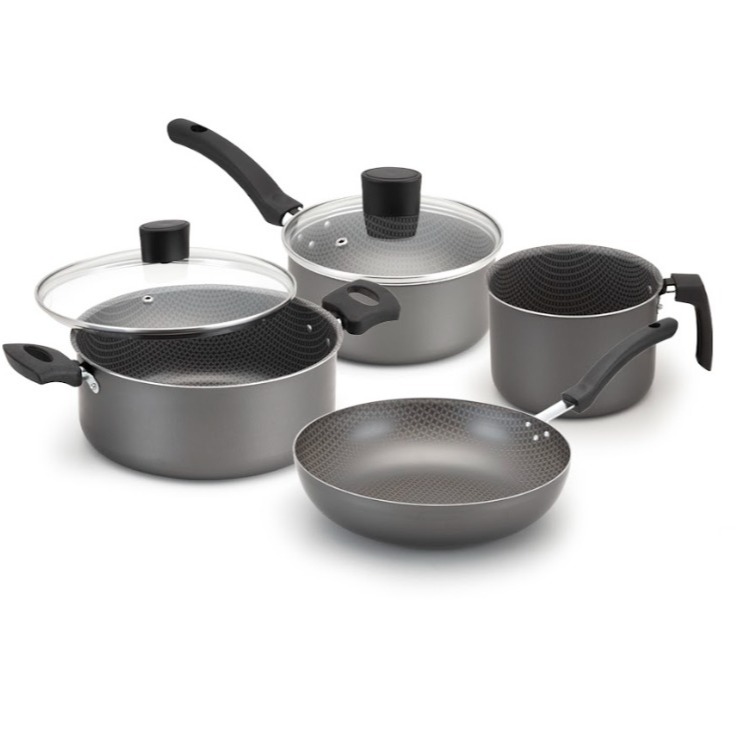 Conjunto Kit Jogo de Panelas com 4 Panelas Antiaderente Alegrete com Tampa de Vidro