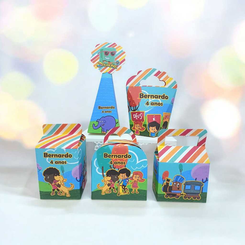 Kit Caixinhas Personalizadas 3 Palavrinhas Festa Aniversário Lembrancinhas