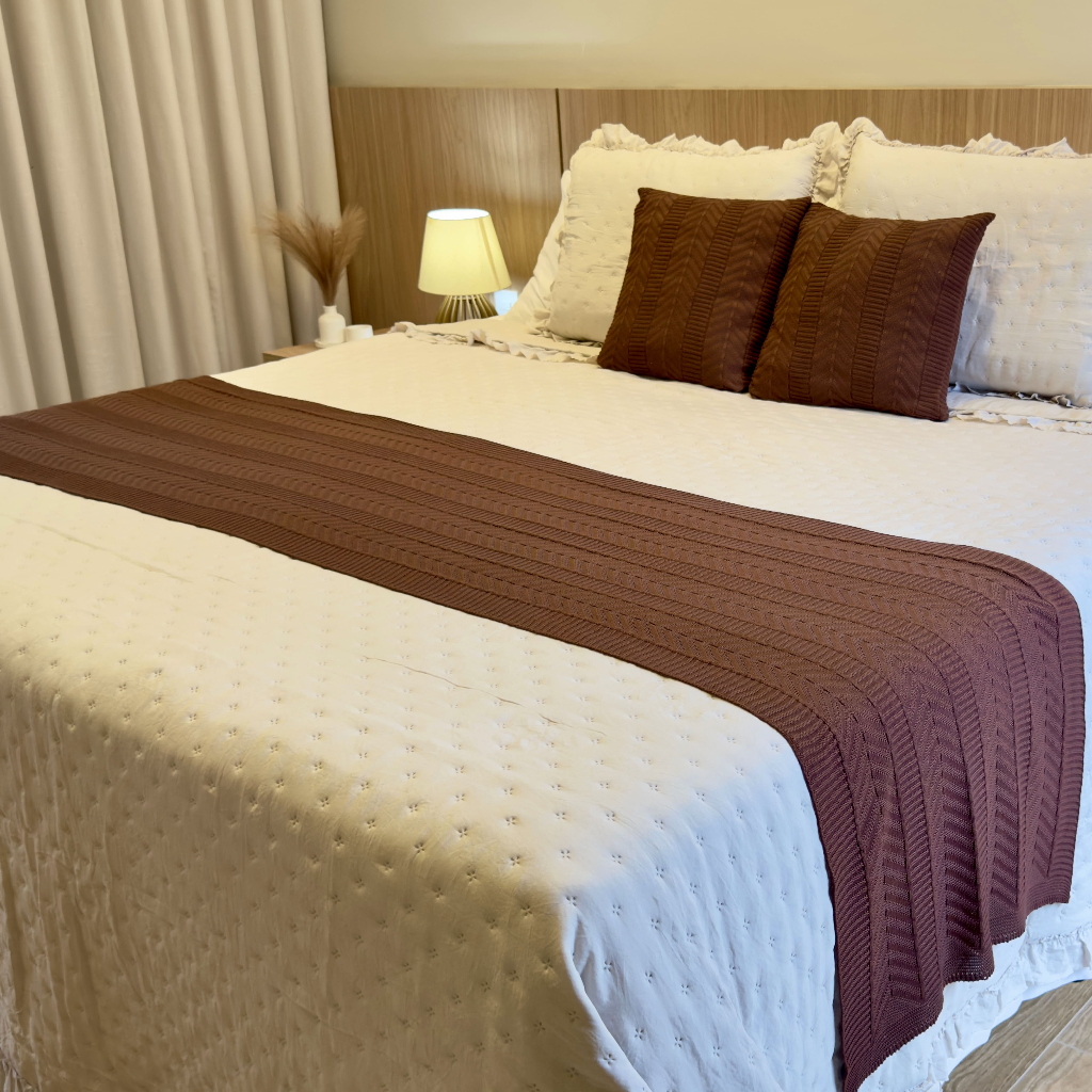 Kit Manta Peseira Tricot Cama Casal Queen King + 2 Capas de Almofadas Moda Casa Home em Oferta na Shopee