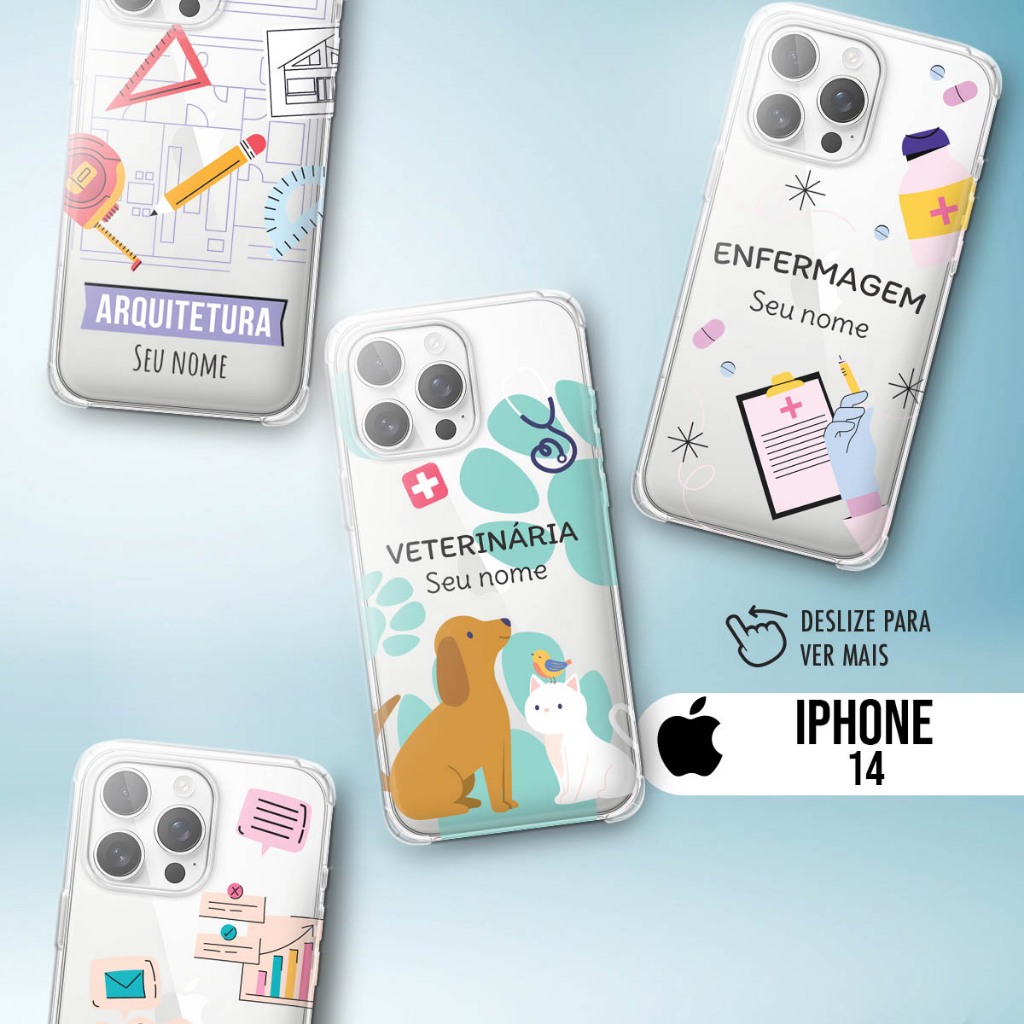 Capa Capinha Case Silicone - Iphone 14  - Coleção Profissões 💼
