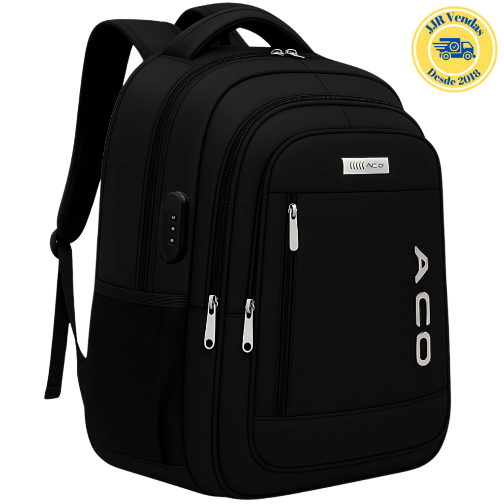 Mochila Notebook Antifurto c/ Senha e Entradas p/ Fone de Ouvido Impermeável Acolchoada Unissex em Oferta na Shopee