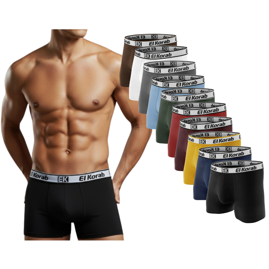 Combo kit 10 Unidades Cuecas Masculinas Boxer Box Adulto El Korab Microfibra Lisas Original em Oferta na Shopee