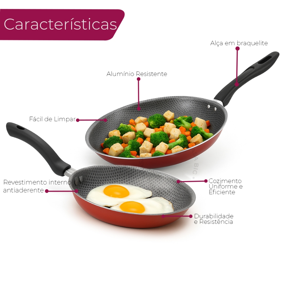 kit de Frigideiras 2 Peças Tamanho 18 e 20 cm Antiaderente Com Espatula Nylon · foto 2