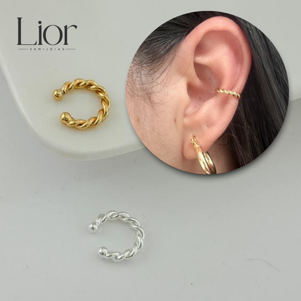 Piercing Fake Trançado Banhada Ouro 18k Semijoia Feminino Orelha Cartilagem Falso Mulheres Sem Furos em Oferta na Shopee