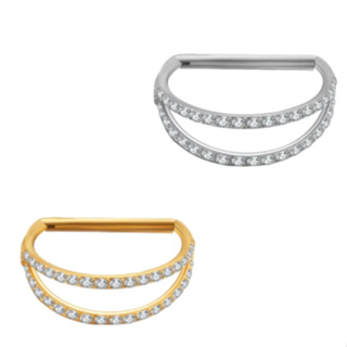 Piercing Argola Segmento Titânio e Pvd Cravejado 2 Fileira Variado 8mm 10mm 12mm Para Furo Orelha Cartilagem Conch Helix em Oferta na Shopee