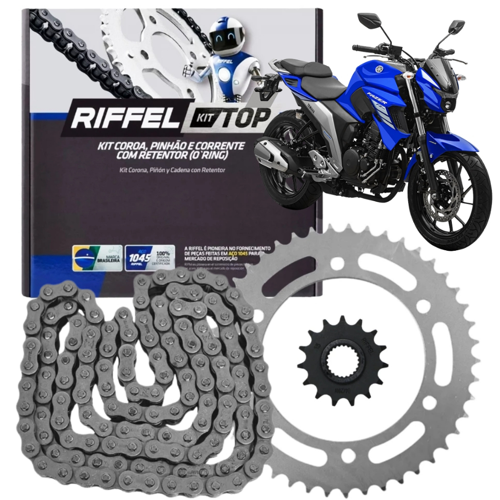 Kit Relação Transmissão Ys 250 Fazer Fz 25 Riffel C/retentor Prateado