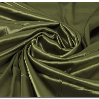 Cetim com Elastano – Cor Verde Oliva – 1,50m de Largura – 100% Poliéster