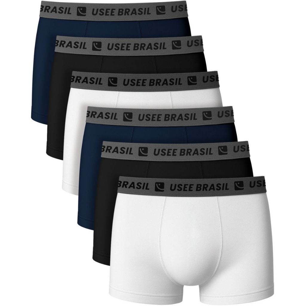 Kit com 6 Cuecas Boxer Algodão Premium Adulto Masculino Original Usee Brasil