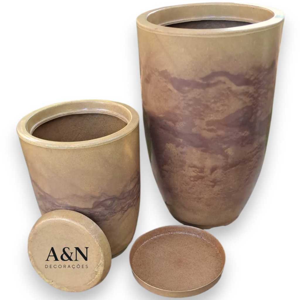 Kit 2 Vasos Cone Bojo Polido N1 e N2 Polietileno Para plantas Decorativo Marmorizado Luxo Moderno em Oferta na Shopee