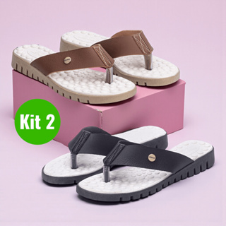 Kit 2 Pares Sandália Ortopédica Feminina Confortável Chinelo Massageador Rasteira Leve Macia em Oferta na Shopee