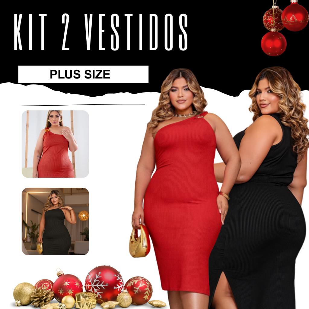 Kit 2 Vestido Mula Manga Com Fivela Plus Size feminino Casual Elegante Novidade Promoção Fenda Tendencia Natal em Oferta na Shopee