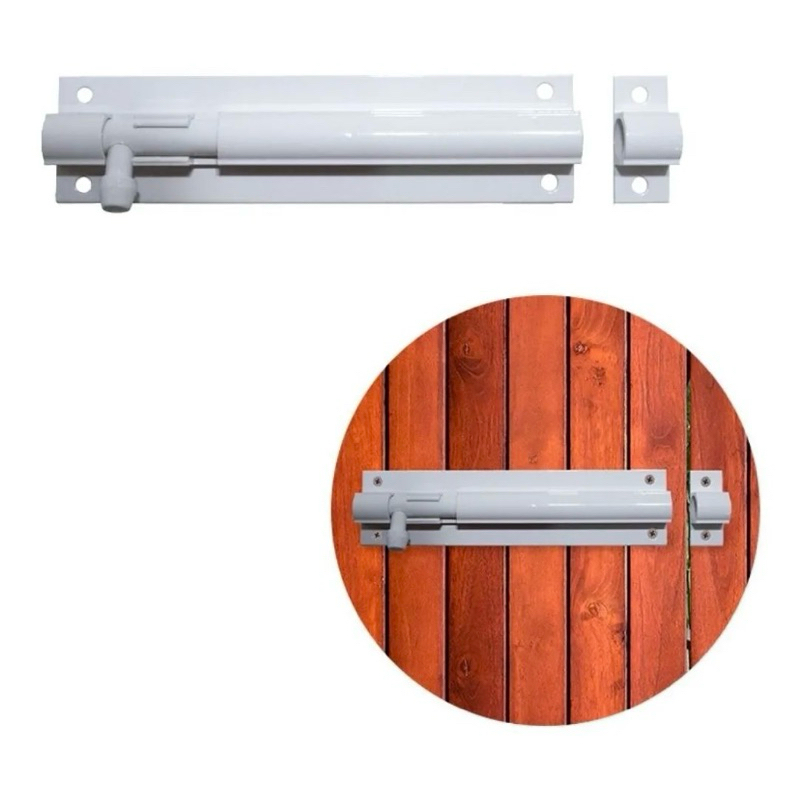 Trinco Ferrolho Aluminio Branco Para Porta 4 Polegadas
