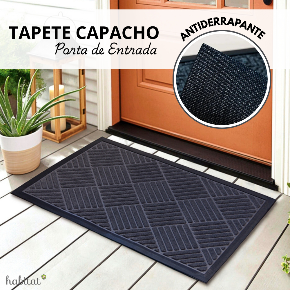 Tapete Capacho Porta de Entrada 40x60 Slim e 45x75 Emborrachado Antiderrapante Decorativo Habitat