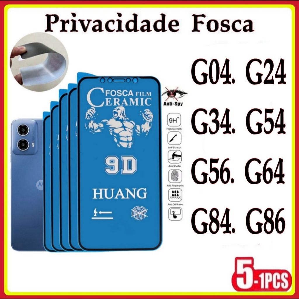 Película Privativa Fosca Anti-Spy Matte Cerâmica Hidrogel MOTO G04 G24 G34 G54 G56 G64 G84 G86