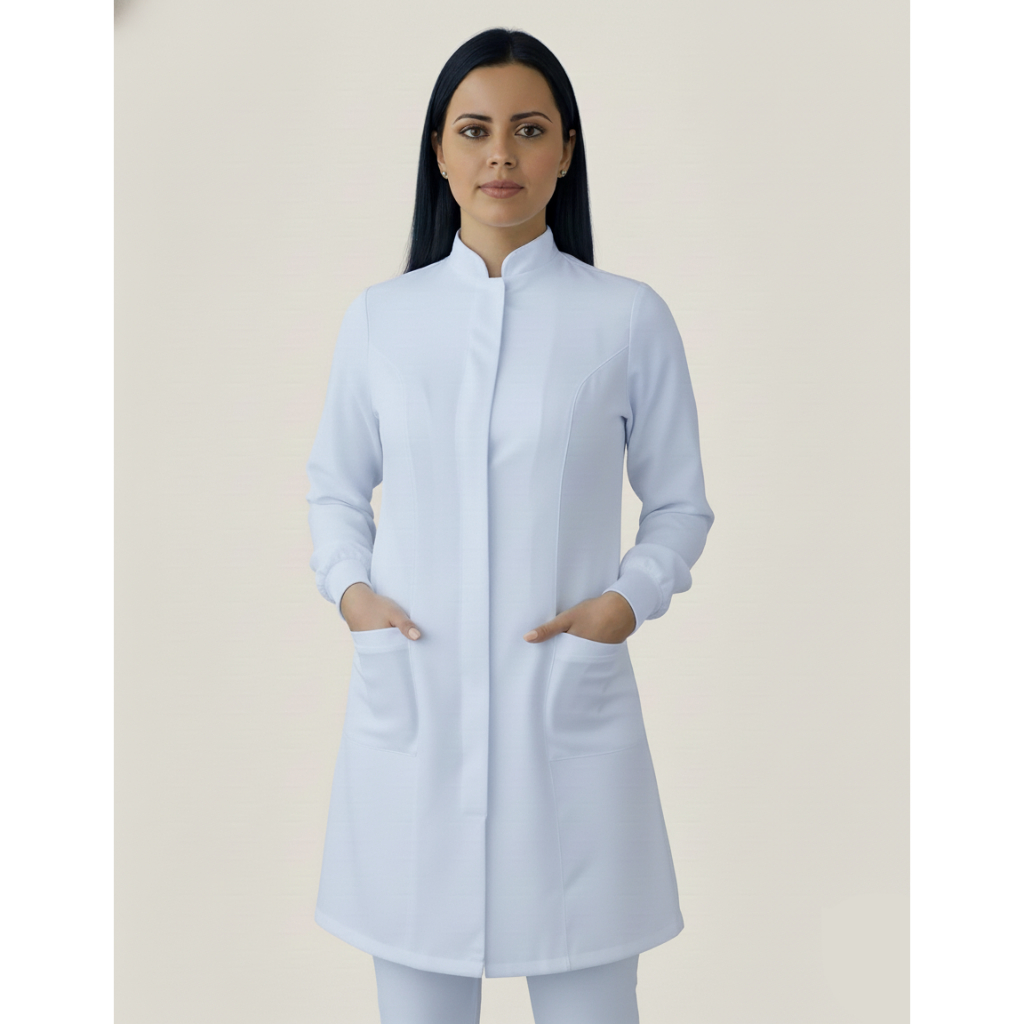 Jaleco Feminino Botões Encobertos Odontologia Nutrição Enfermagem Estética Medicina Veterinária
