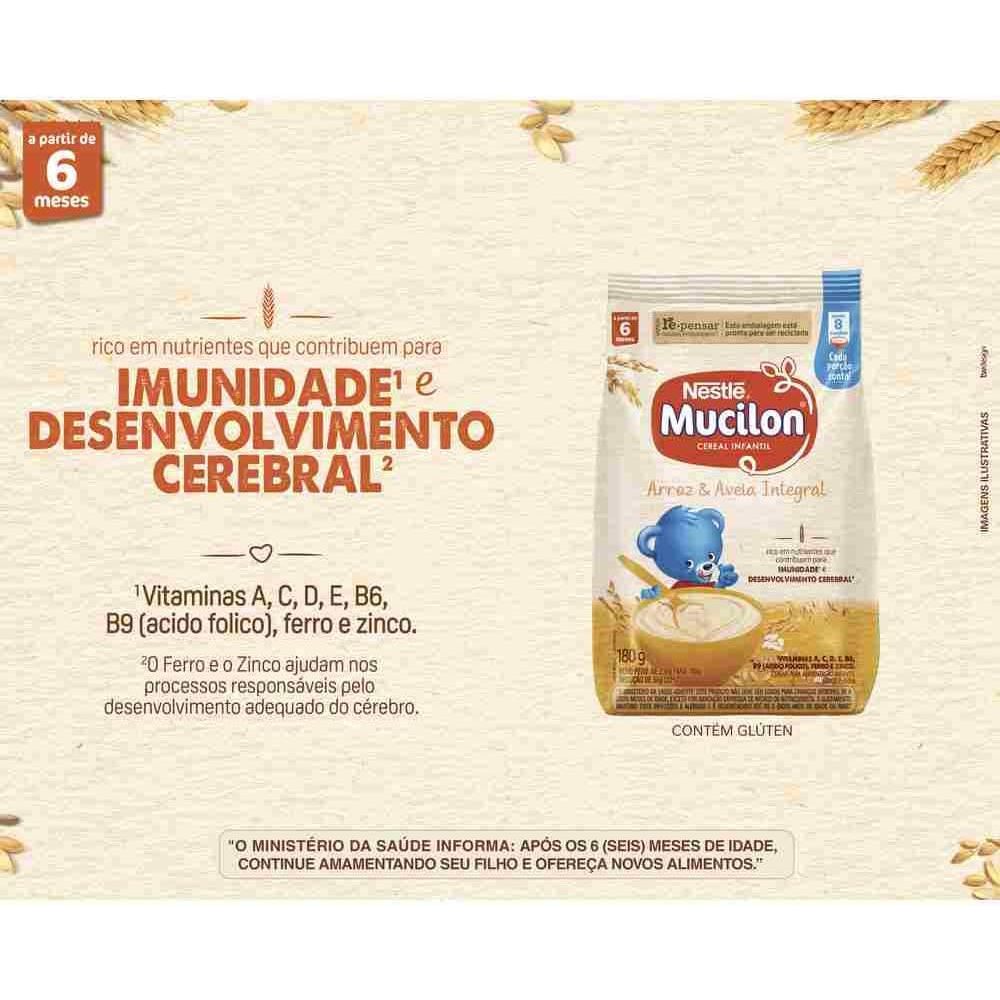 Cereal Infantil Mucilon Arroz e Aveia Integral 180g