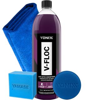 Kit Automotivo Shampoo Concentrado V-Floc Lava Autos 1,5L Aplicador Vonixx Pano Microfibra em Oferta na Shopee