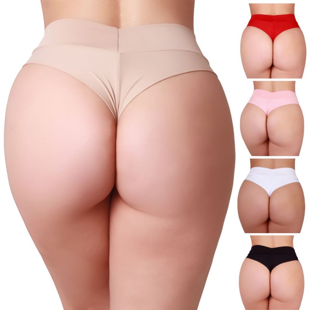 Kit 5 Calcinha Cintura Alta Fio Duplo Cós Alto Empina Bumbum Não Marca na Roupa Básica Conforto Sexy em Oferta na Shopee