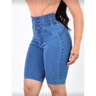 bermuda pedal afina cintura delave tendência em Oferta na Shopee