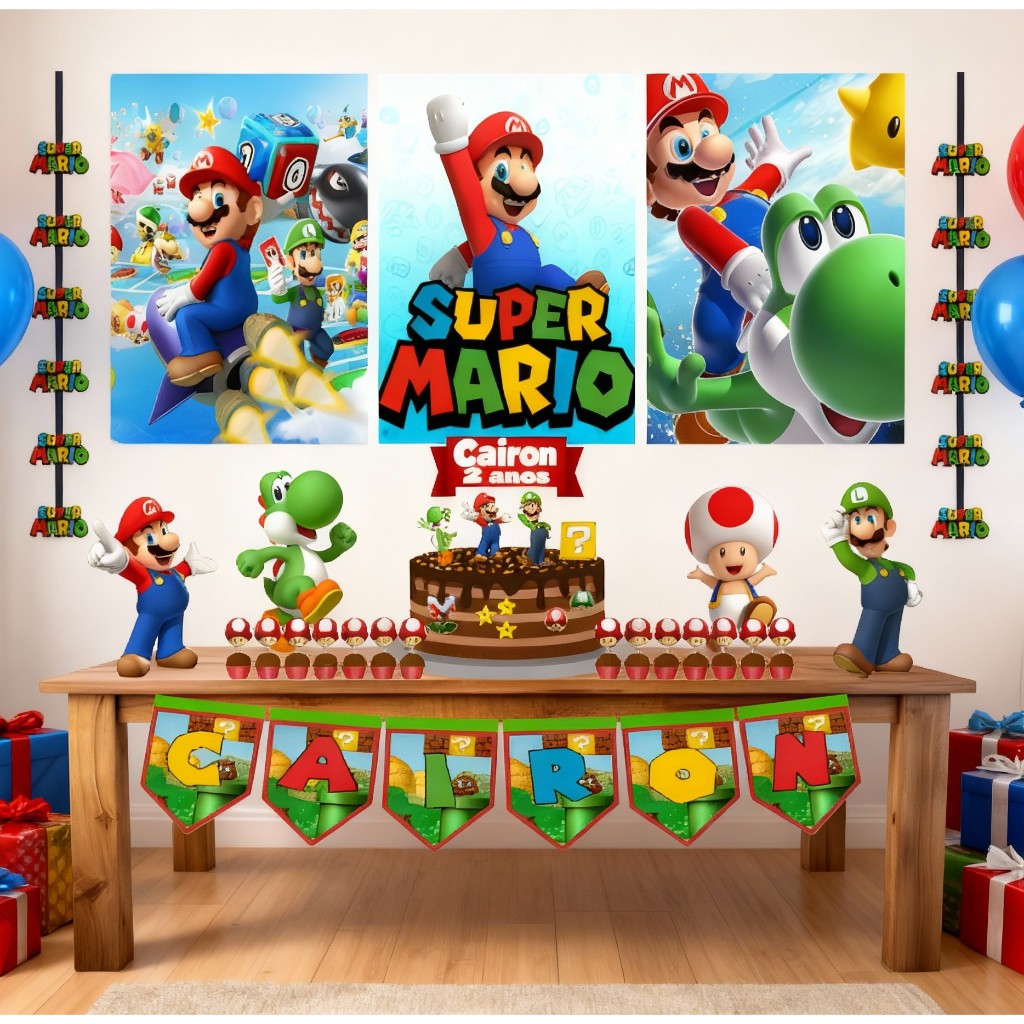 Kit Decoração Festa em Casa Tema Super Mário em Oferta na Shopee
