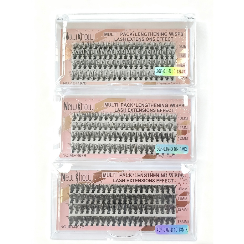 New Show 80 Unidades Números mistos Cílios Postiços 6D MINK 20P/30P/40P-0.1-D 10-13MIX-Tufos sem Nó em Oferta na Shopee