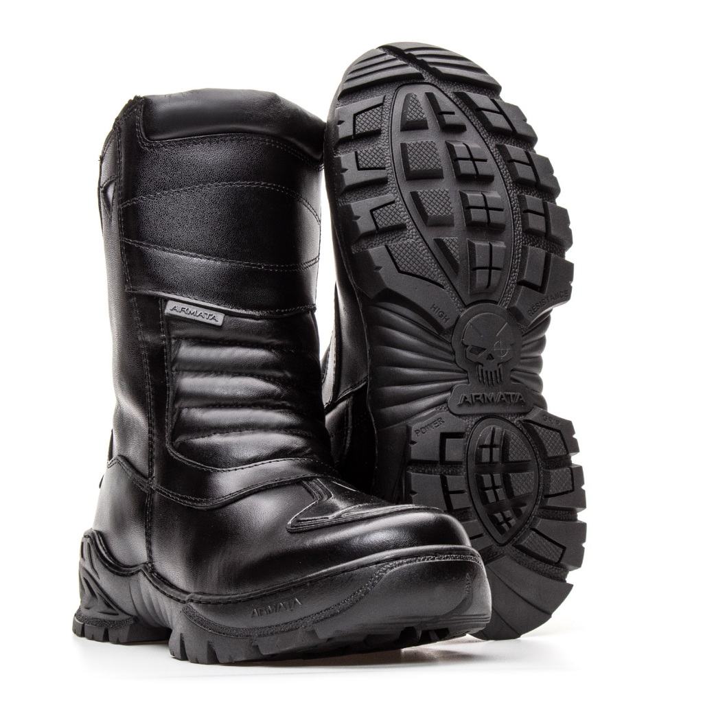 coturno militar cano alto revestido de PVC bota de couro legitimo modelo unissex garante segurança e conforto